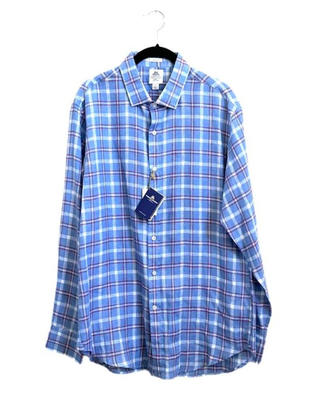 J. Crew Mens Thomas Mason LUDLOW 100% Linen Shirt Long Sleeve Button Down Plaid
